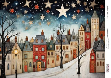 Decoupage card «Christmas houses-05» #000855, 21cm x 29,7cm
