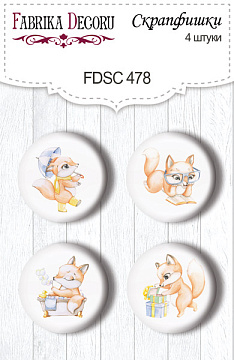 Set of 4pcs flair buttons for scrabooking Funny fox boy #478