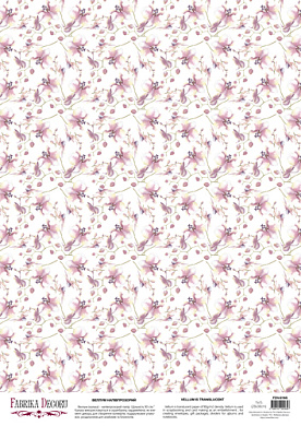 deco vellum colored sheet orichids magenta background, a3 (11,7" х 16,5")