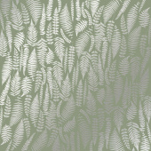 лист односторонней бумаги с серебряным тиснением, дизайн silver fern, olive, 30,5см х 30,5см
