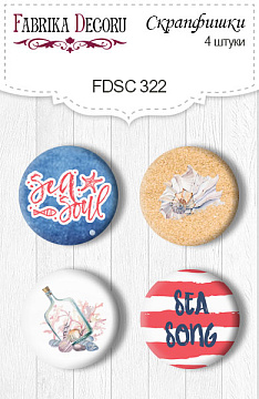 Set of 4pcs flair buttons for scrabooking "Sea Song" #322