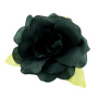 Rose flower with leaves, Black, 1pc - 0