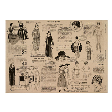 Kraft paper sheet Vintage women's world #03, 16,5’’x11,5’’ 