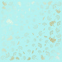 Sheet of single-sided paper with gold foil embossing, pattern Golden Dill Turquoise, 12"x12"