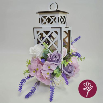 floristic interior composition "white lantern with flowers", 350 x 250 x 300 mm  - 2