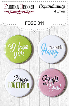 Set of 4pcs flair buttons for scrabooking #011