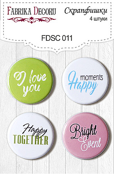 Set mit 4 Flair-Buttons für Scrapbooking #011