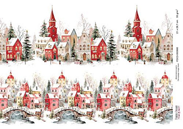 Decoupage card «Christmas houses. Curb-002» #000880, 21cm x 29,7cm