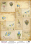 Деко веллум (лист кальки с рисунком) Винтажные открытки, А3 (29,7см х 42см)