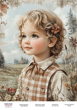 Decoupage card «Boy with Easter eggs-02» #000903, 21cm x 29,7cm