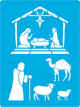 Stencil reusable, 15x20cm "The birth of Jesus 1", #461