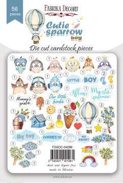Set of die cuts  Cutie sparrow boy, 56 pcs - 2 Set of die cuts  Cutie sparrow boy, 56 pcs - 2