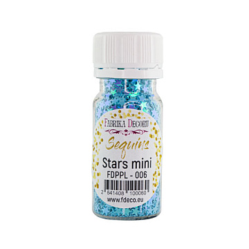 Sequins Stars mini, blue with green nacre,  #006
