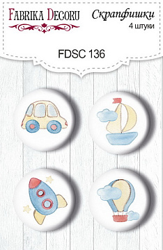 Set of 4pcs flair buttons for scrabooking "Sweet baby boy" #136