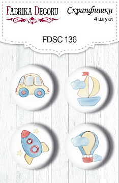 Set mit 4 Flair-Knöpfen zum Scrapbooking "Sweet Baby Boy" #136