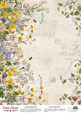 deco vellum colored sheet botany summer wildflowers, a3 (11,7" х 16,5")
