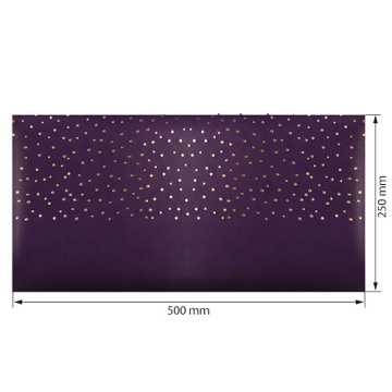 Piece of PU leather for bookbinding with gold pattern Golden Drops Violet, 50cm x 25cm - 2
