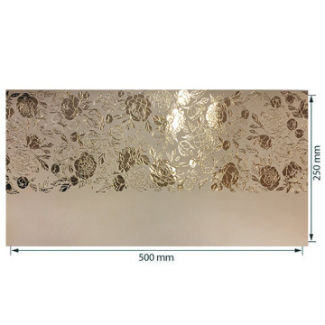 Piece of PU leather for bookbinding with gold pattern Golden Peony Passion, color Beige, 50cm x 25cm - 2