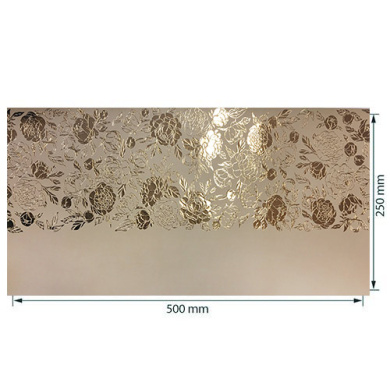 отрез кожзама с тиснением золотой фольгой, дизайн golden peony passion, color beige, 50см х 25см - 2