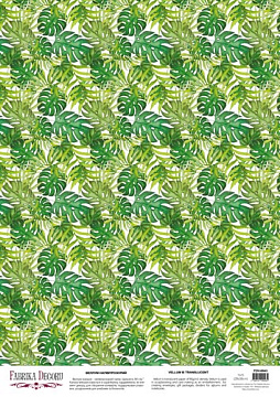 Deco vellum colored sheet Green Wild Tropics, A3 (11,7" х 16,5")