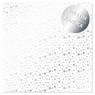 Silver foiled vellum sheet, pattern Silver Stars 12"x12"