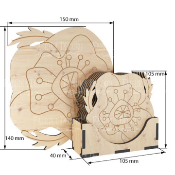Hot coasters "Poppies" #303 - 2 Hot coasters "Poppies" #303 - 2