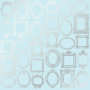 лист односторонней бумаги с серебряным тиснением, дизайн silver frames blue, 30,5см х 30,5см