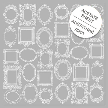 Acetate sheet with white pattern White Frames 12"x12"