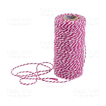 Cotton melange cord. White with bright pink.