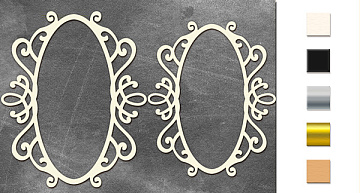 Chipboard embellishments set, Oval frames with monograms 1 #513