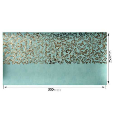 отрез кожзама с тиснением золотой фольгой, дизайн golden butterflies mint, 50см х 25см - 2
