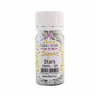 Sequins Stars, white with iridescent nacre, #125