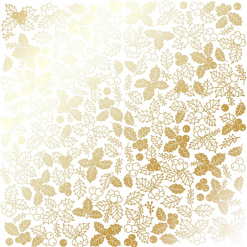 Sheet of single-sided paper with gold foil embossing, pattern "Golden Winterberries White"