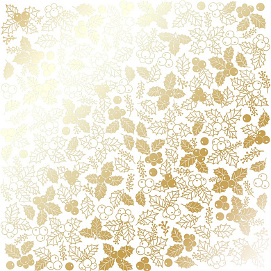 лист односторонней бумаги с фольгированием, дизайн golden winterberries white, 30,5см х 30,5см