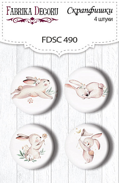 4er-Set Flair-Buttons zum Scrapbooking Sweet Bunny #490