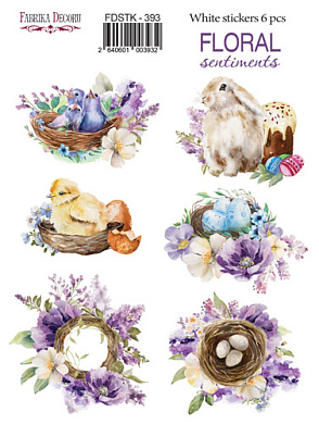 набор наклеек (стикеров) 6 шт, floral sentiments, #393