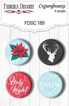 Set of 4pcs flair buttons for scrabooking "Christmas fairytales 2" EN #189