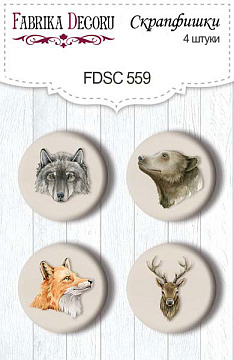 Set of 4pcs flair buttons for scrabooking Forest life #559