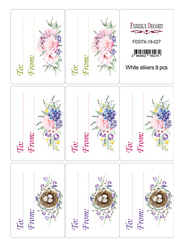 Kit of stickers 8 pcs, Spring postcard #18-027