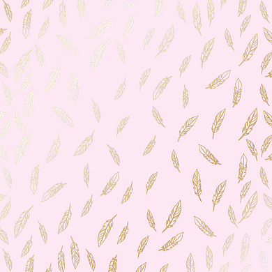 лист односторонней бумаги с фольгированием, дизайн golden feather light pink, 30,5см х 30,5см