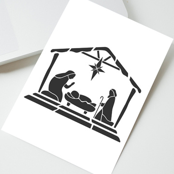 Stencil reusable, 15x20cm "The birth of Jesus 1", #461 - 2