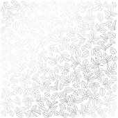 лист односторонней бумаги с серебряным тиснением, дизайн silver rose leaves, white, 30,5см х 30,5см