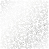 лист односторонней бумаги с серебряным тиснением, дизайн silver rose leaves, white, 30,5см х 30,5см