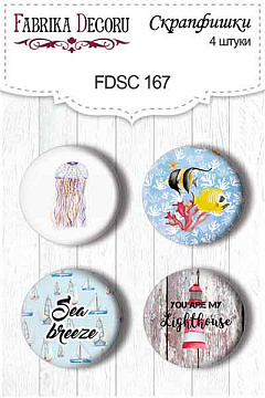 Set of 4pcs flair buttons for scrabooking "Sea Breeze" #167