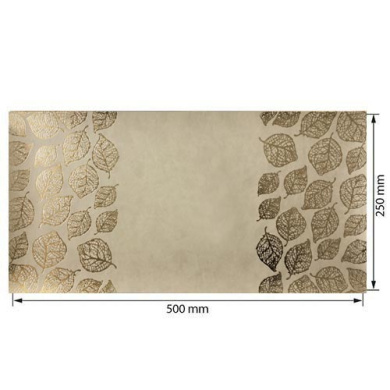 отрез кожзама с тиснением золотой фольгой, дизайн golden leaves beige, 50см х 25см - 2