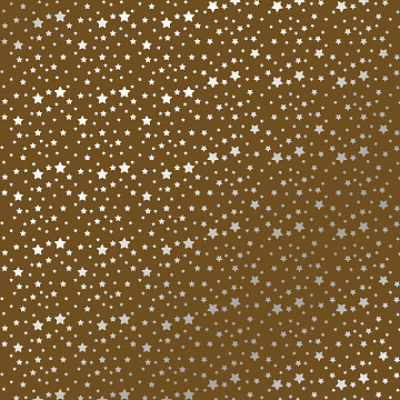 Sheet of single-sided paper embossed with silver foil, pattern Silver stars, color Milk chocolate 12"x12"