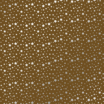 Einseitig bedrucktes Blatt Papier mit Silberfolie, Muster Silbersterne, Farbe Milchschokolade 12"x12"