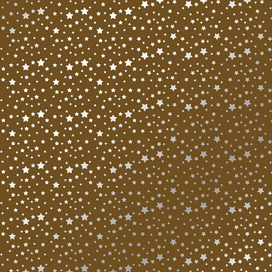 лист односторонней бумаги с серебряным тиснением, дизайн silver stars,  milk chocolate, 30,5см х 30,5см