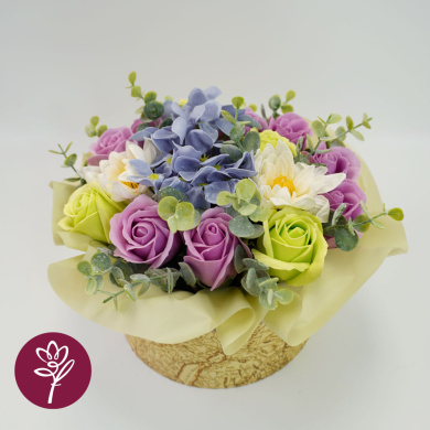 surprise box with soap foam flowers "vintage story", 250 x 250 x 180 mm - 2 surprise box with soap foam flowers "vintage story", 250 x 250 x 180 mm - 2
