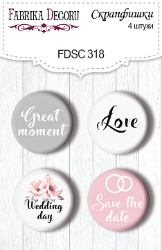 Set of 4pcs flair buttons for scrabooking "Say Yes" EN #318
